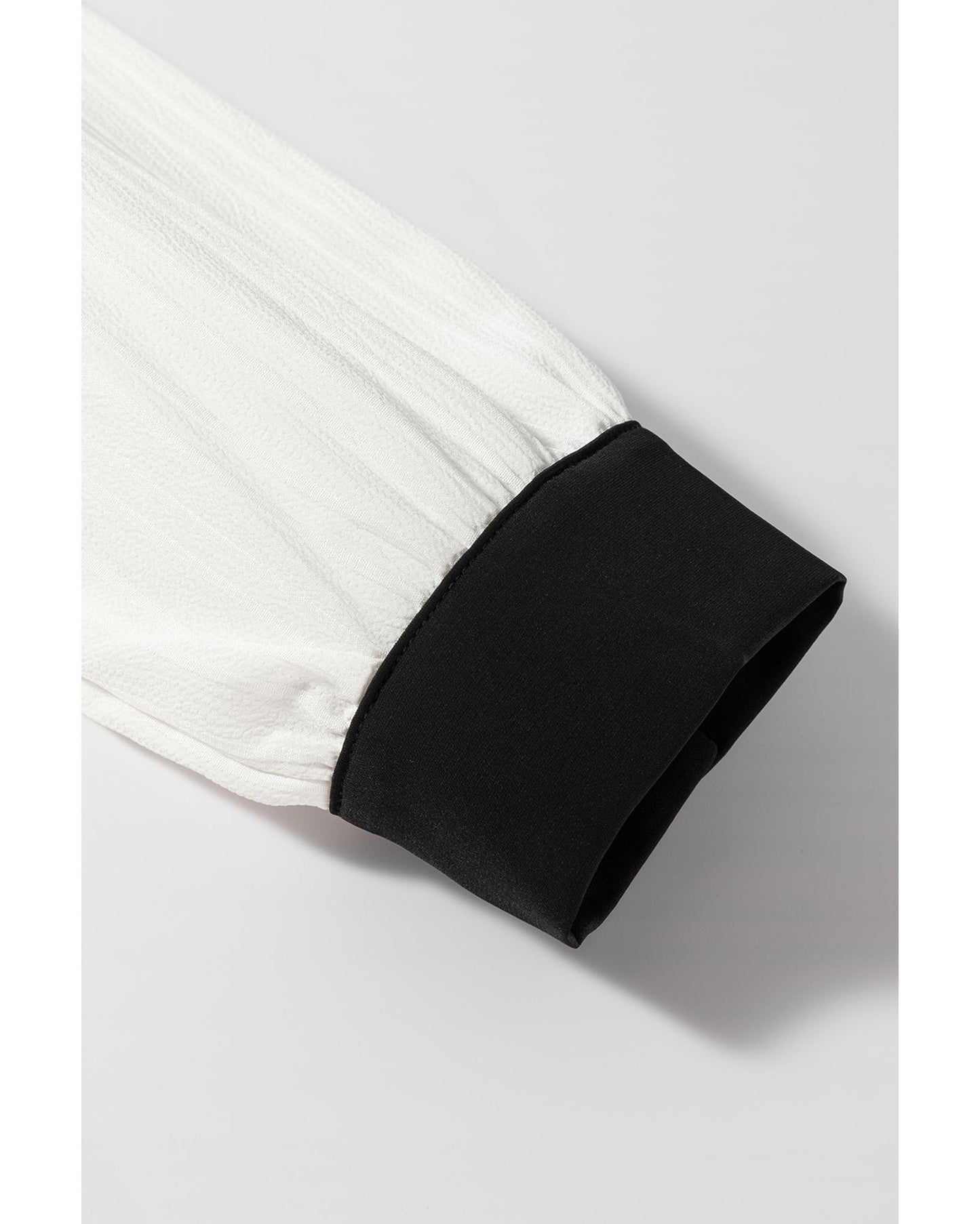 White Textured V-Neck Blouse