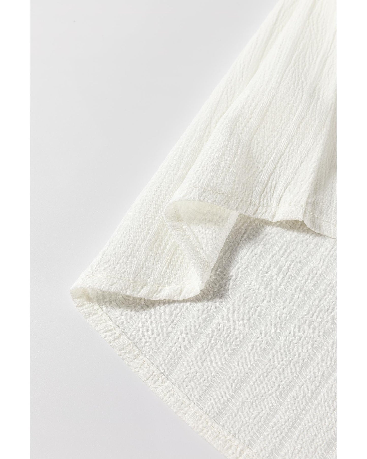 White Textured V-Neck Blouse