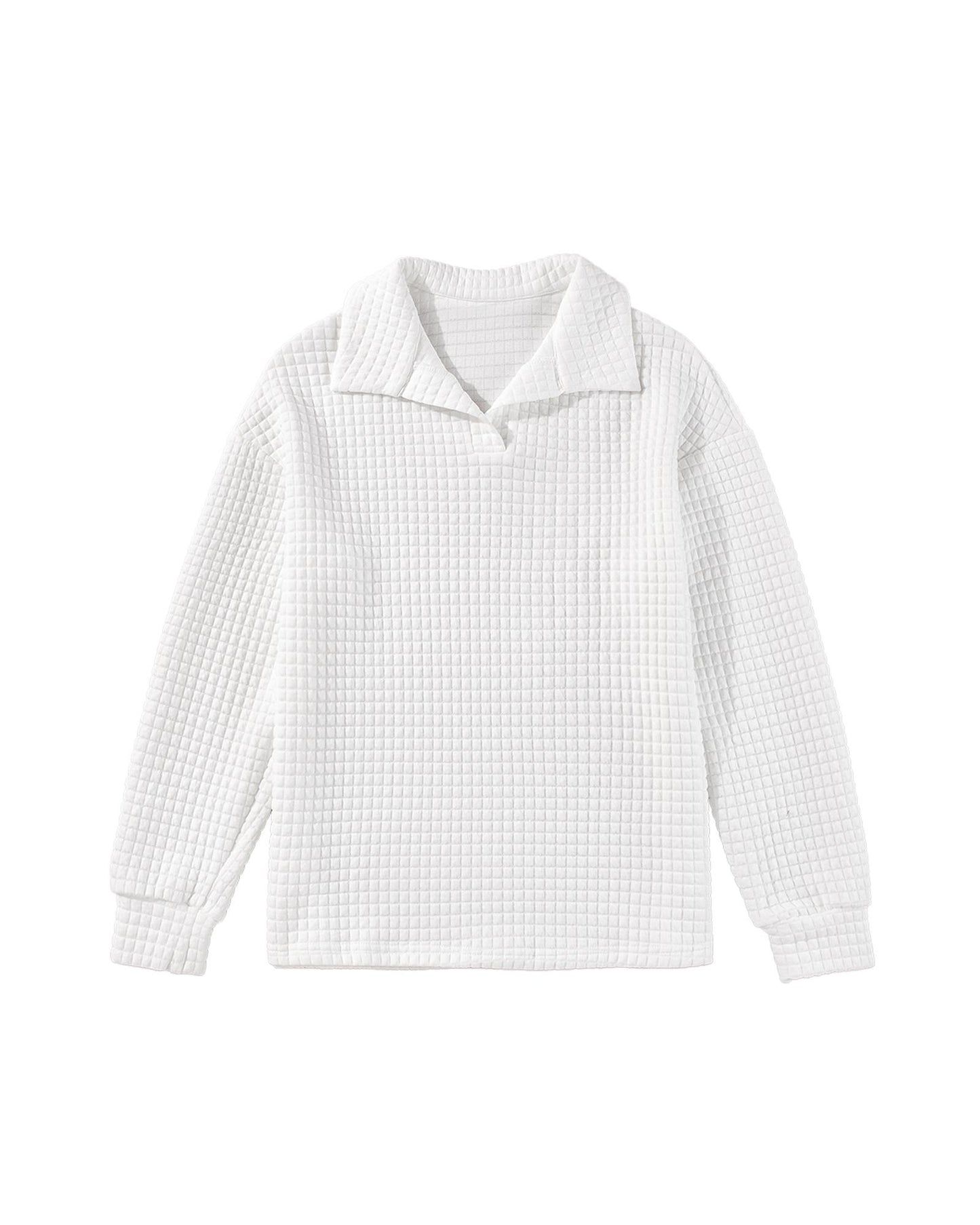 White Quilted Long-Sleeve Top