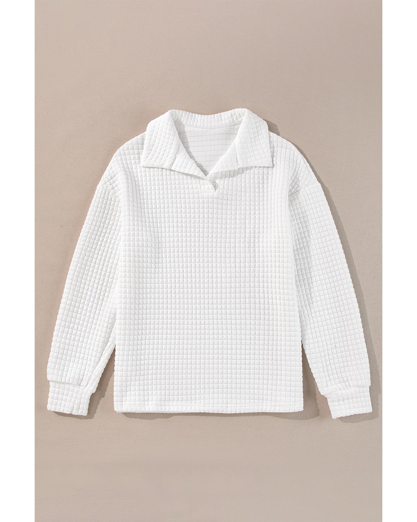 White Quilted Long-Sleeve Top