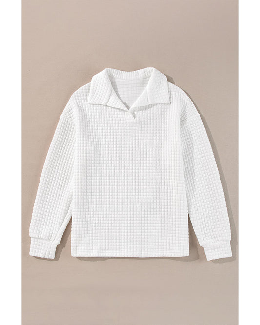 White Quilted Long-Sleeve Top