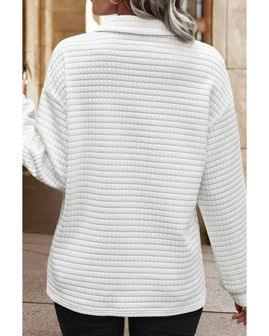 White Quilted Long-Sleeve Top