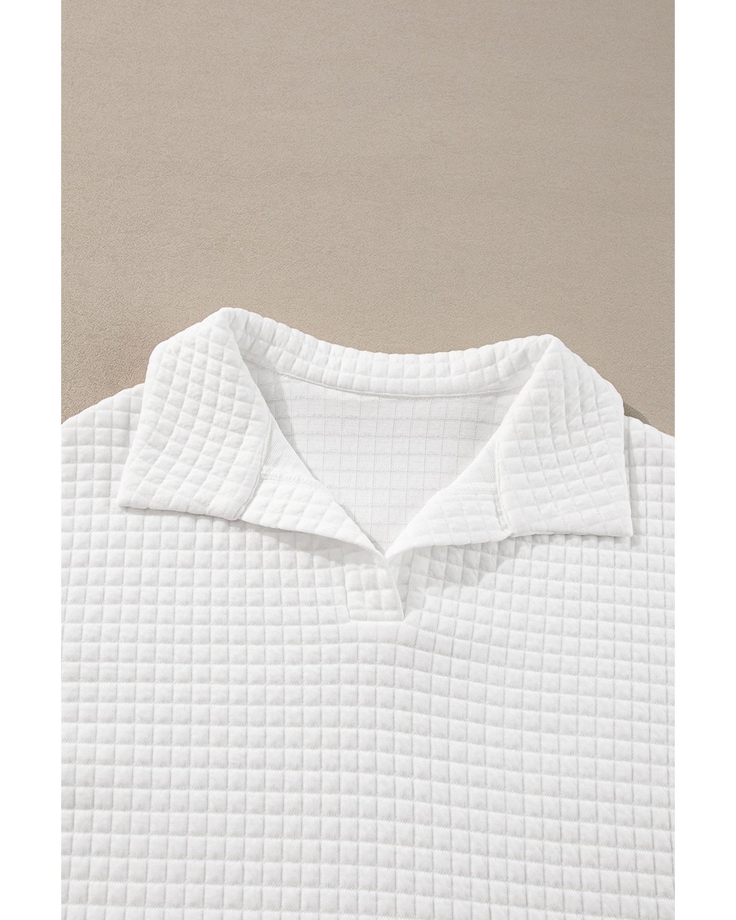White Quilted Long-Sleeve Top