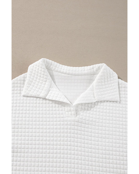 White Quilted Long-Sleeve Top