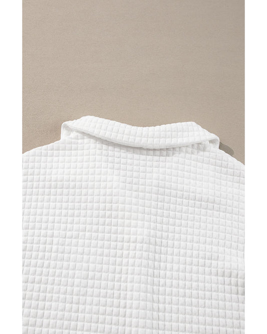 White Quilted Long-Sleeve Top