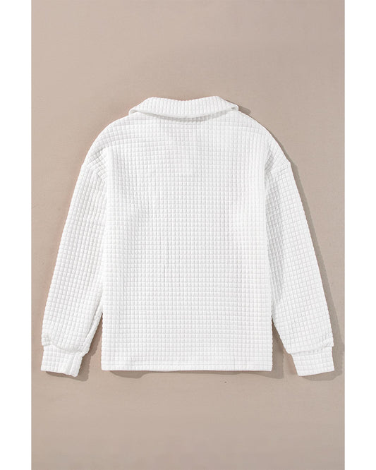 White Quilted Long-Sleeve Top