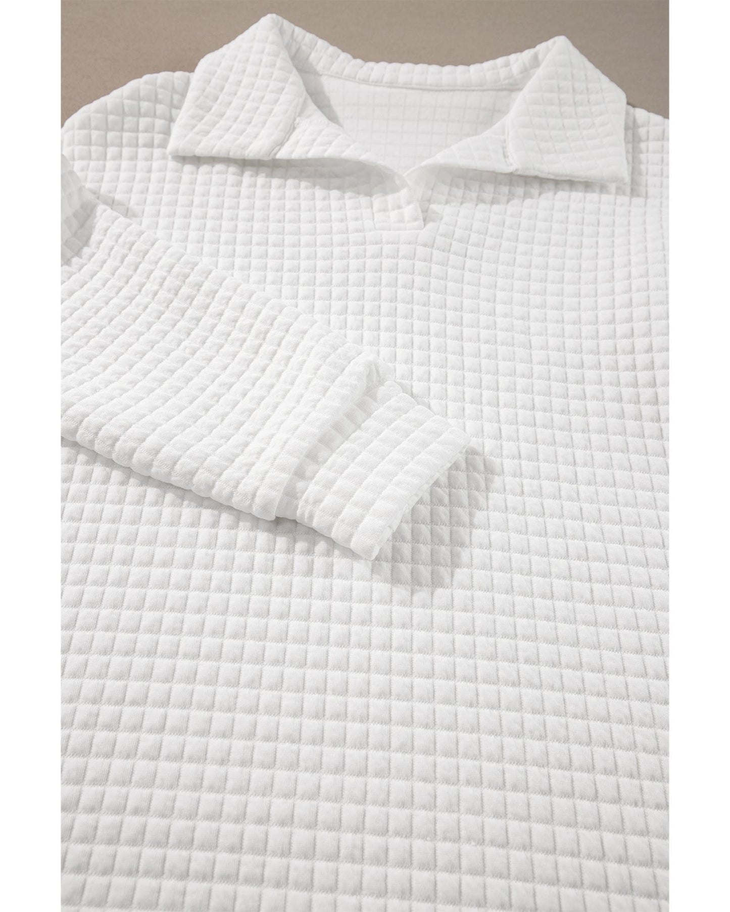 White Quilted Long-Sleeve Top