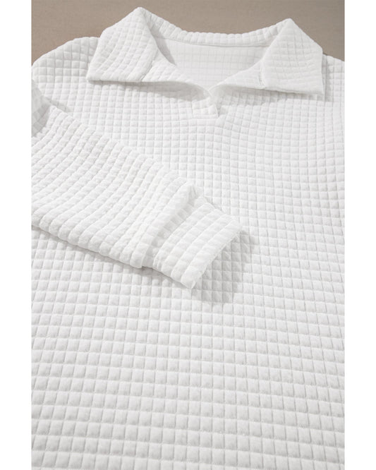 White Quilted Long-Sleeve Top