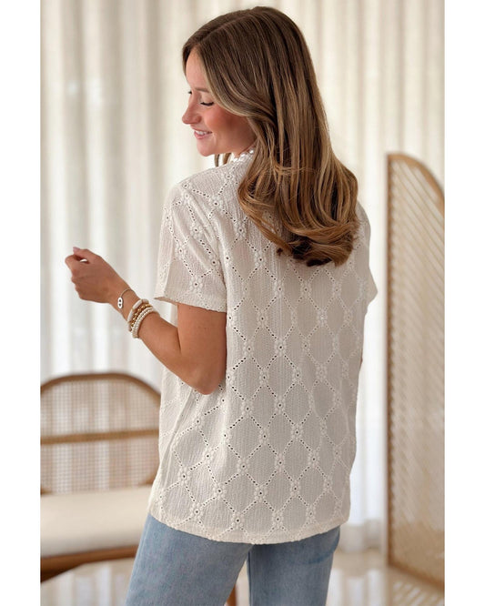 Geometric Embroidered Slim Fit O Neck Shirt