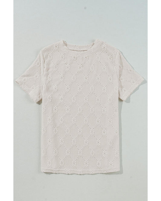 Geometric Embroidered Slim Fit O Neck Shirt