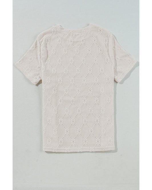 Geometric Embroidered Slim Fit O Neck Shirt