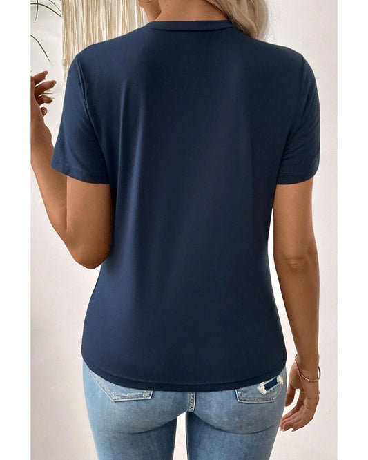 Toothpick Stripe Round Neck T-Shirt