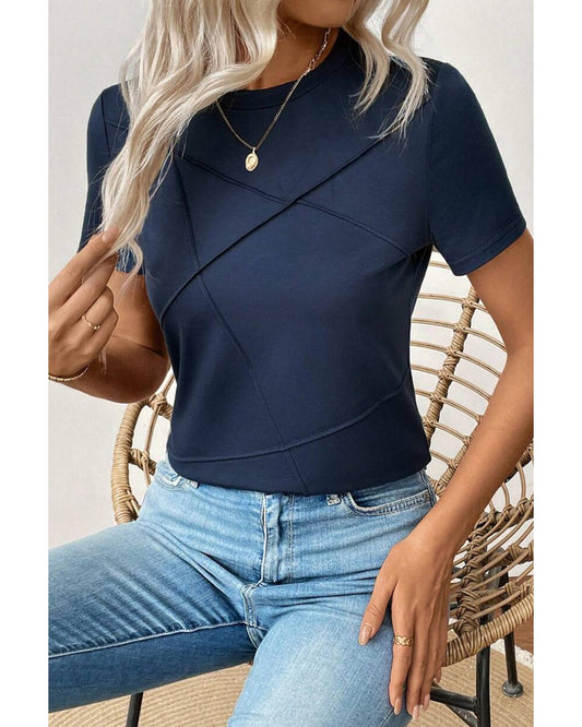 Toothpick Stripe Round Neck T-Shirt