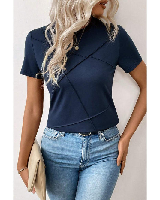Toothpick Stripe Round Neck T-Shirt