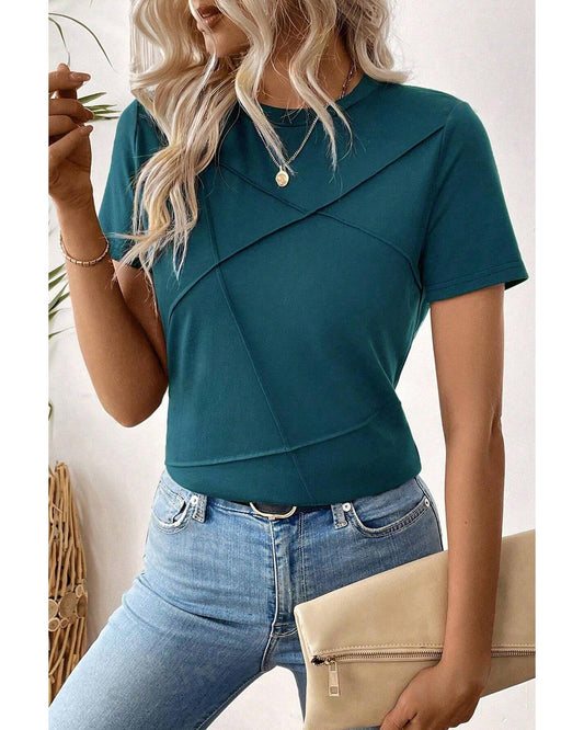 Toothpick Stripe Round Neck T-Shirt