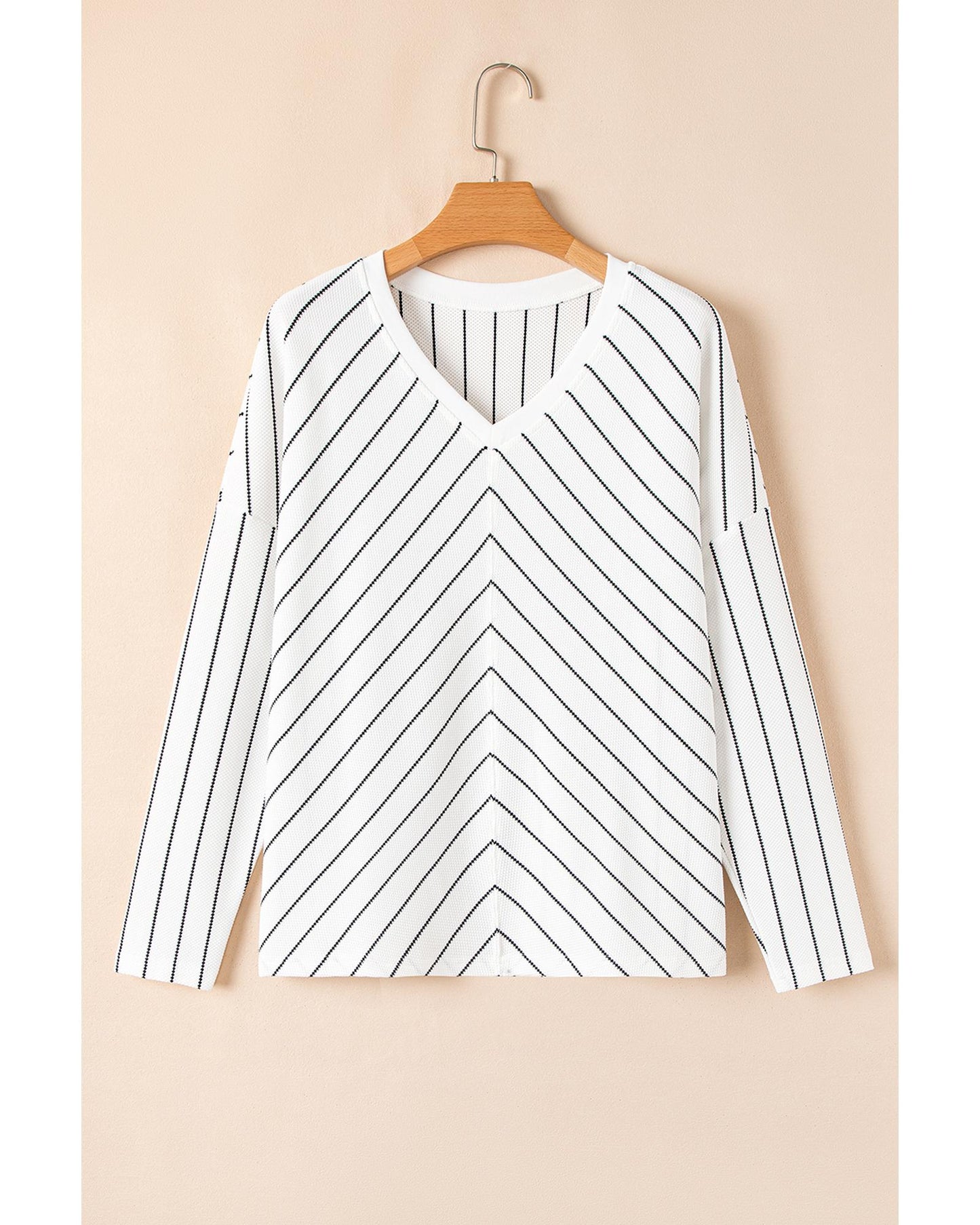 Black Stripe V-Neck Long Sleeve Top