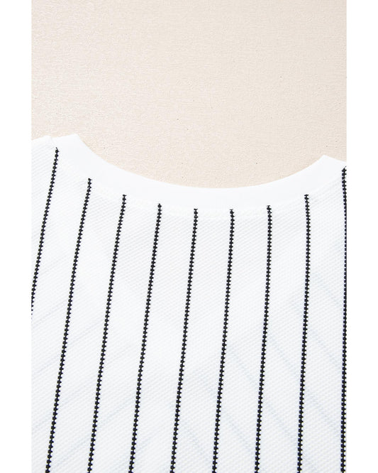 Black Stripe V-Neck Long Sleeve Top