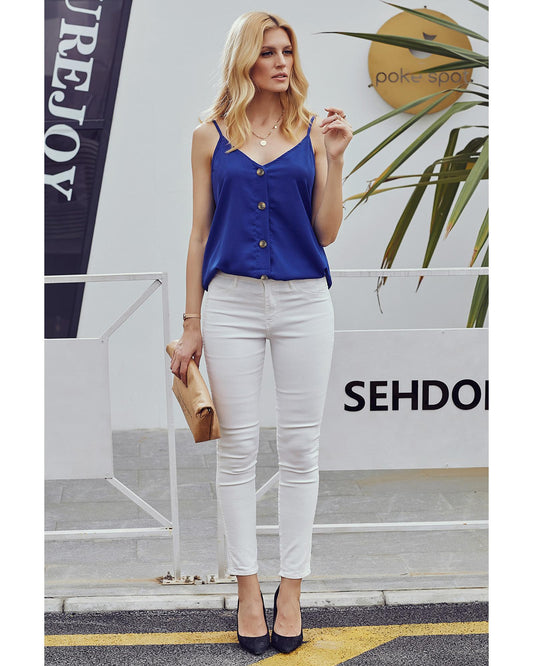 Azura Exchange Spaghetti Strap Buttoned Tank Top