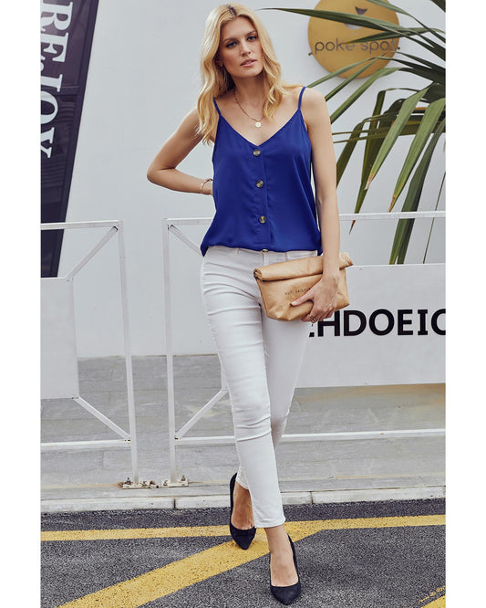 Azura Exchange Spaghetti Strap Buttoned Tank Top