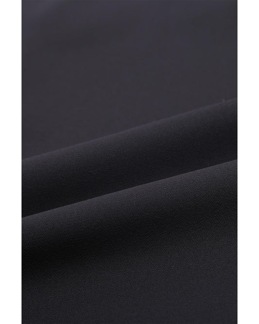 Classic Black with Stylish Button and Tie Details Top