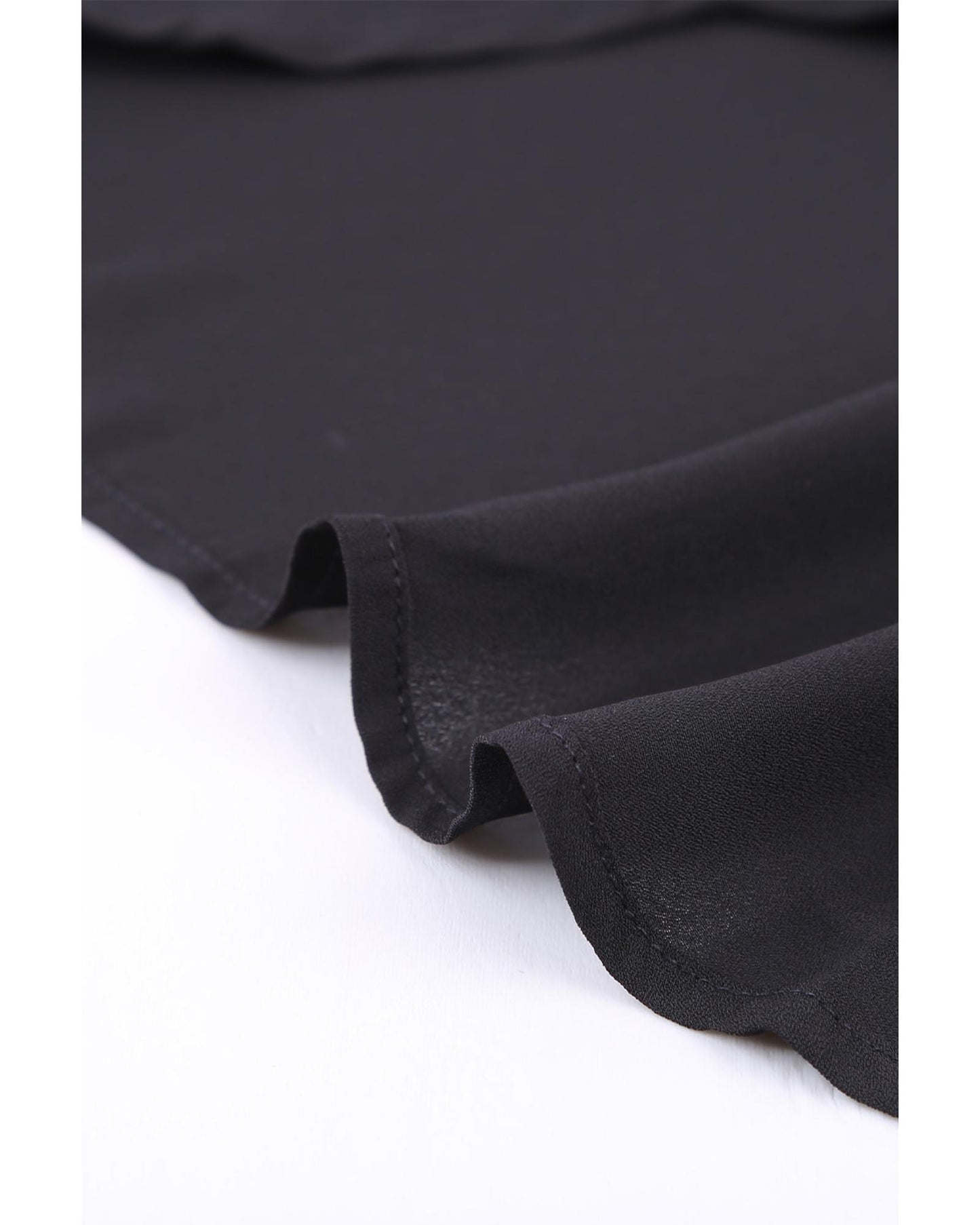 Classic Black with Stylish Button and Tie Details Top