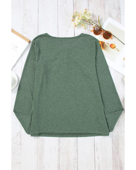 Mist Green Snap Button Henley Top