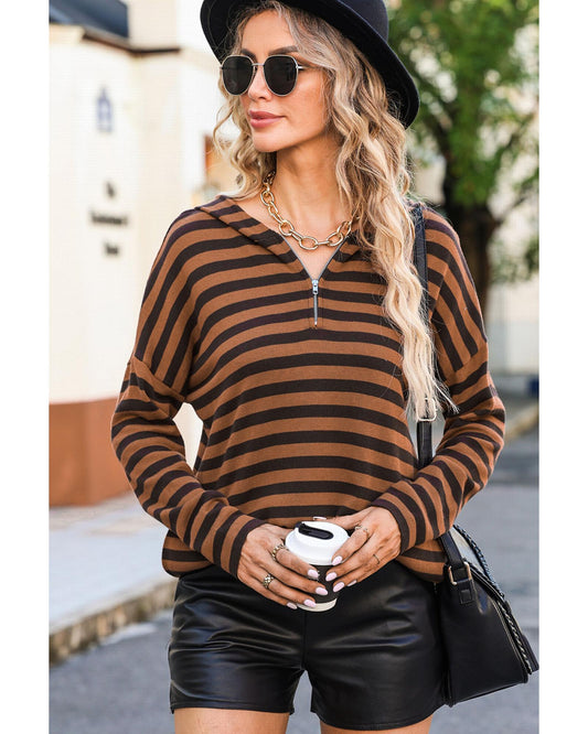 AZURA EXCHANGE Striped Knit Zip Hoodie
