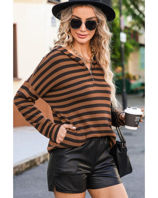 AZURA EXCHANGE Striped Knit Zip Hoodie