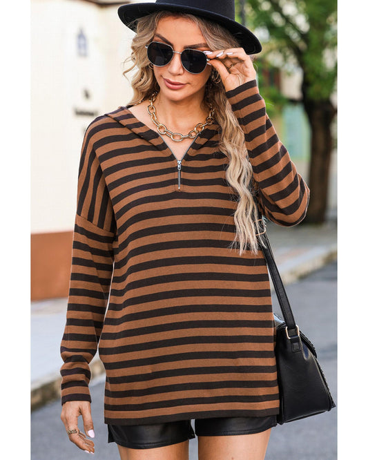 AZURA EXCHANGE Striped Knit Zip Hoodie