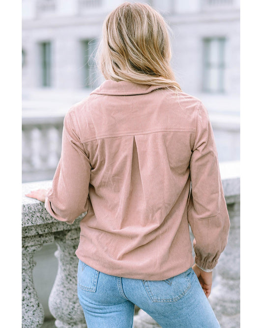 AZURA EXCHANGE Half Zip Ribbed Texture Sweatshirt