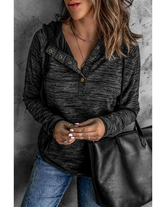 Azura Exchange Button Snap Neck Pullover Hoodie