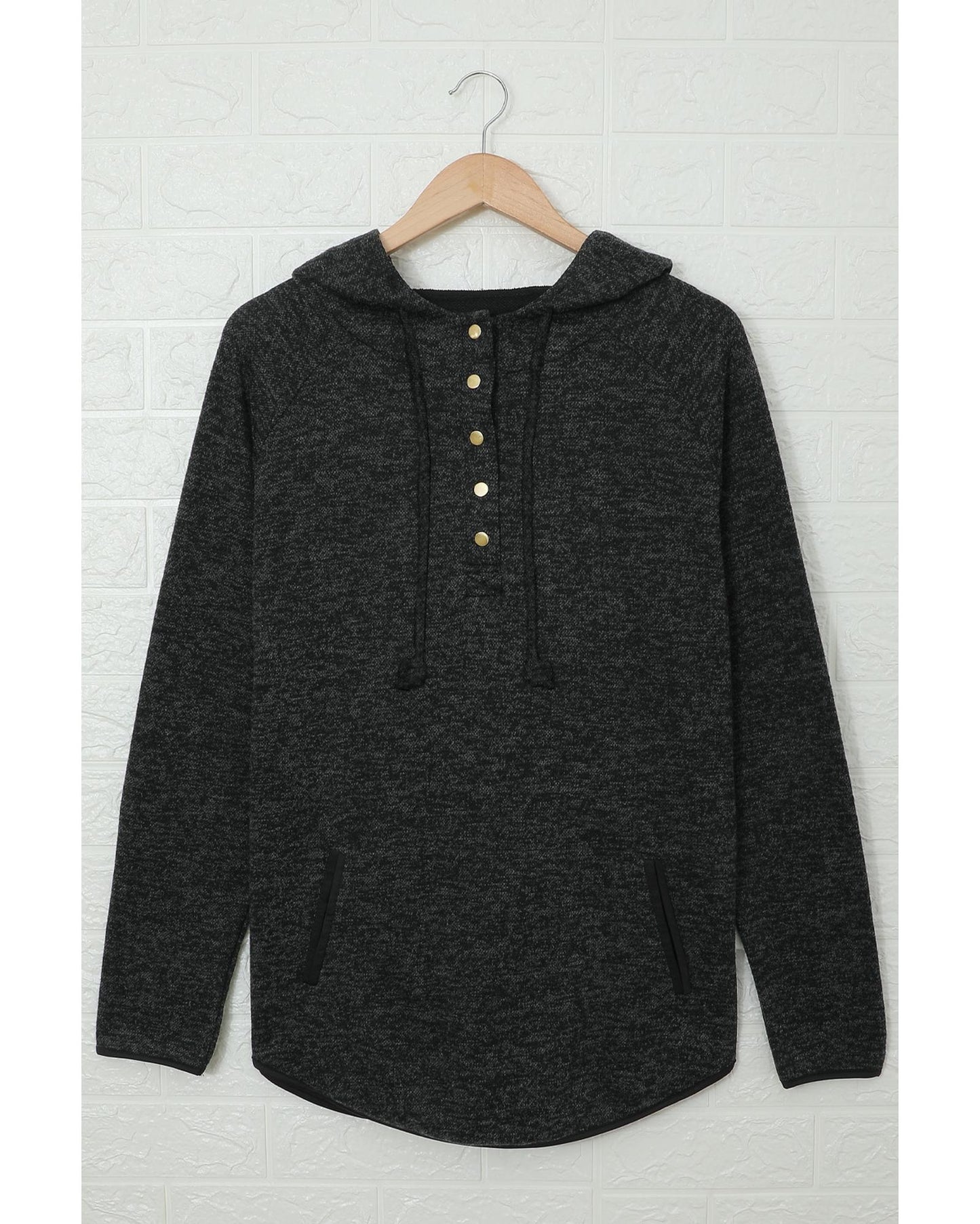 Azura Exchange Button Snap Neck Pullover Hoodie