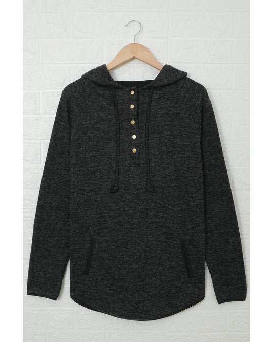 Azura Exchange Button Snap Neck Pullover Hoodie
