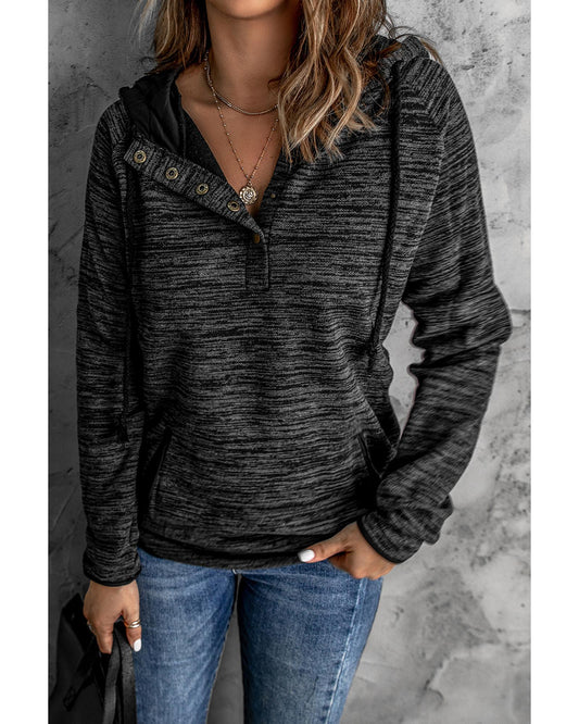 Azura Exchange Button Snap Neck Pullover Hoodie