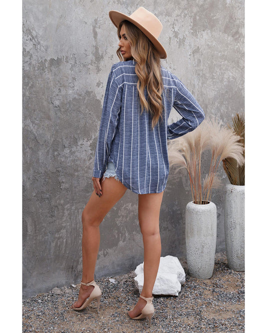 AZURA EXCHANGE Striped V-Neck Top