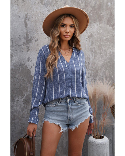 AZURA EXCHANGE Striped V-Neck Top