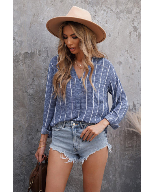 AZURA EXCHANGE Striped V-Neck Top