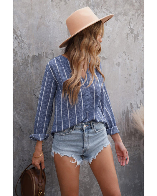 AZURA EXCHANGE Striped V-Neck Top
