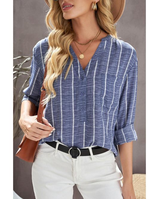 AZURA EXCHANGE Striped V-Neck Top