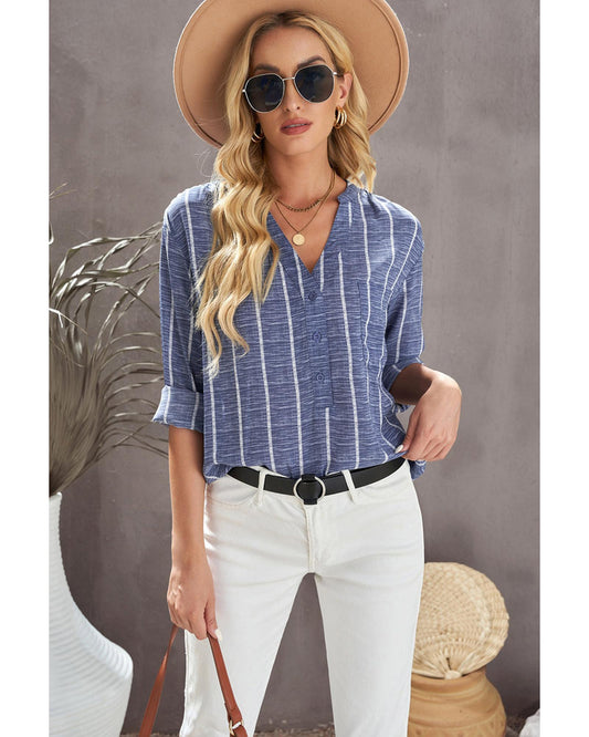 AZURA EXCHANGE Striped V-Neck Top