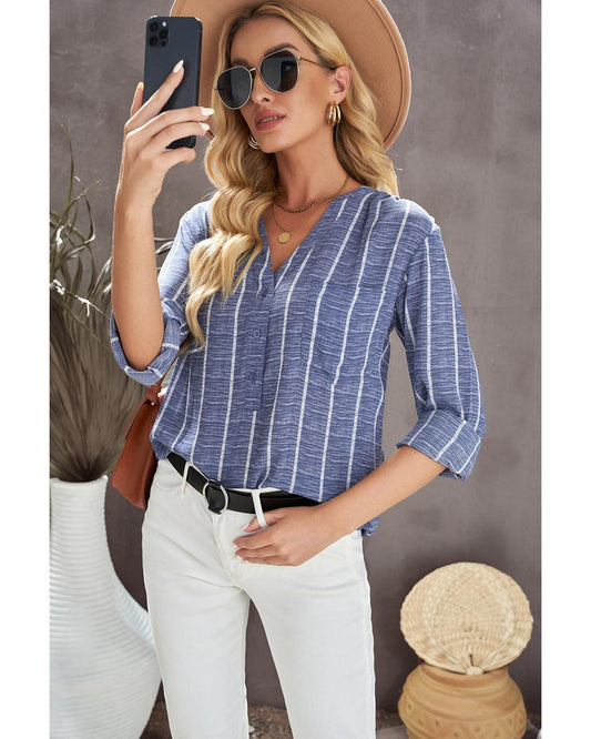 AZURA EXCHANGE Striped V-Neck Top