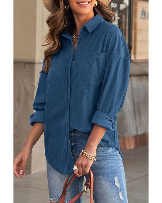 AZURA EXCHANGE Button Pocket Corduroy Shirt