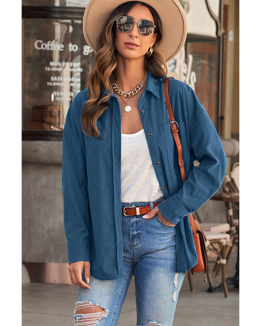AZURA EXCHANGE Button Pocket Corduroy Shirt