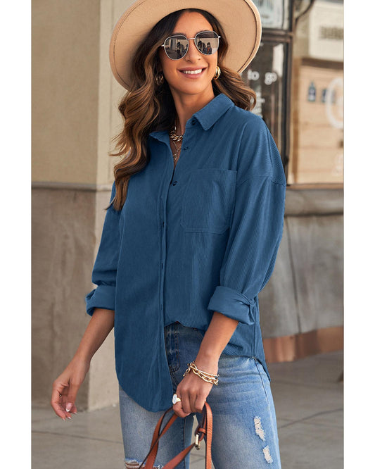 AZURA EXCHANGE Button Pocket Corduroy Shirt