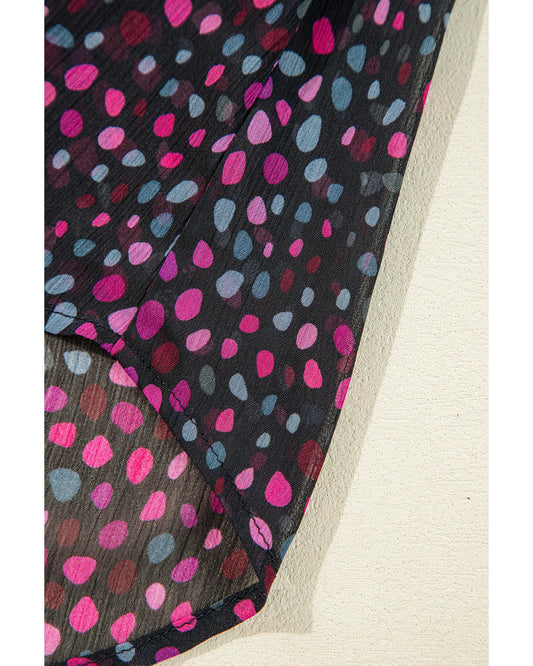 Grape Wine Polka Dot Printed Buttoned Shirt