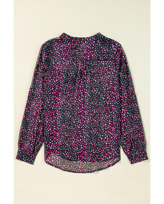 Grape Wine Polka Dot Printed Buttoned Shirt