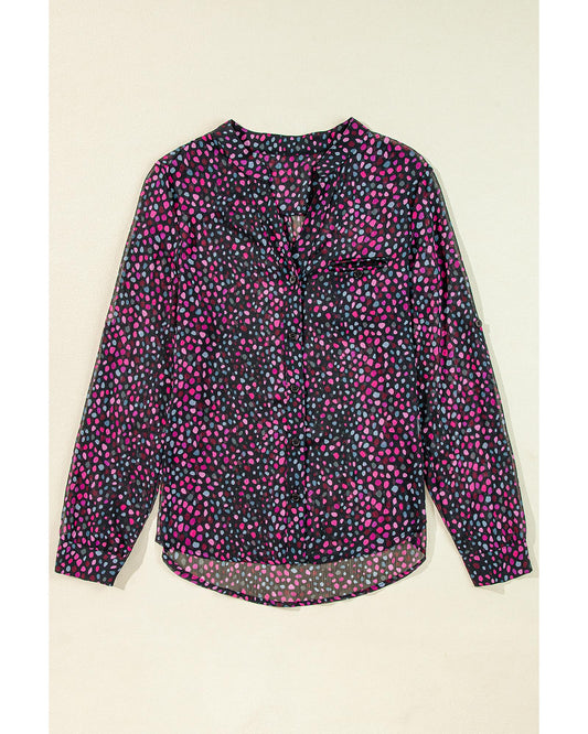 Grape Wine Polka Dot Printed Buttoned Shirt