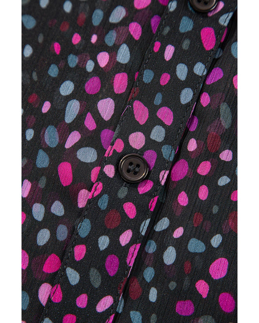 Grape Wine Polka Dot Printed Buttoned Shirt