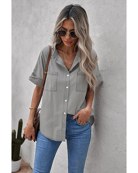 AZURA EXCHANGE Shirt with Turn-down Collar