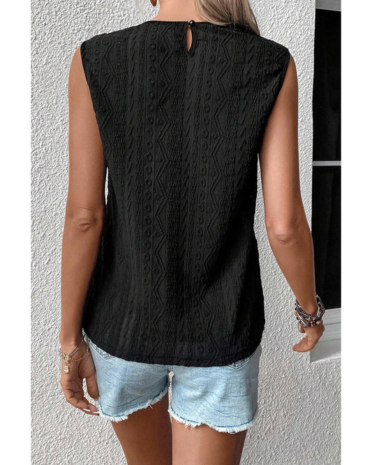 Guipure Lace Crochet Keyhole Back Tank Top